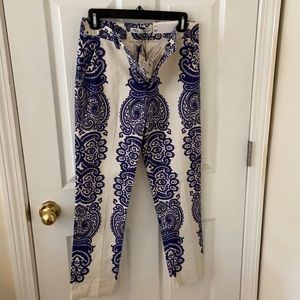 Zara chino fit blue and white pants size 2 NWT